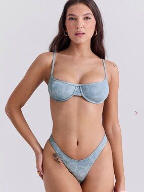 House of CB Blue Paisley Underwire Bikini Set